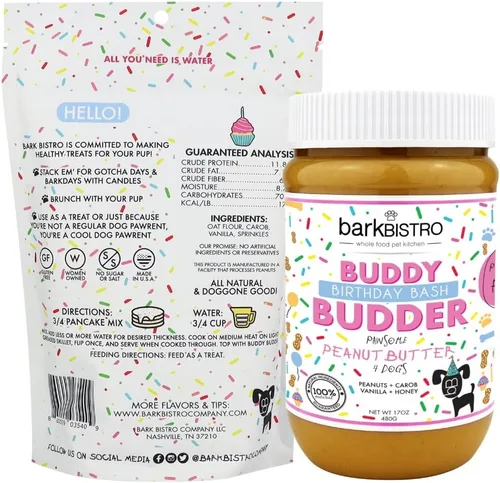 Miniatura 2 de BUDDY BUDDER Panqueques de cumpleaños de Bash Pooch - Regalo divertido, brunch con tu cachorro, o apilarlos para cumpleaños de perro con vela, 100%