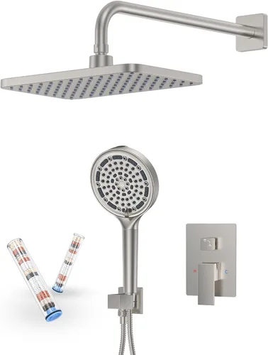 Miniatura 8 de KOJOX Sistema de Ducha de Baño de Lujo de 12 Pulgadas Cabezal de Ducha de Lluvia con Ducha de Mano Mezcladora Juego Combinado de Ducha Montado