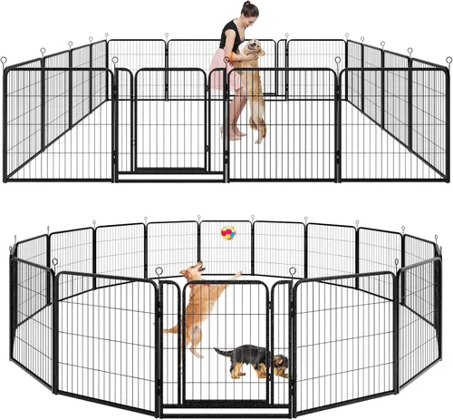 Miniatura 18 de Kfvigoho Corralito para perros para exteriores, extra ancho, 12 paneles de alta resistencia con revestimiento antioxidante, valla para perro