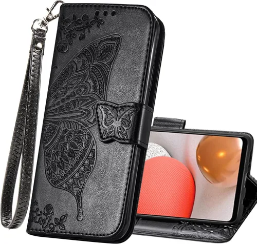 Funda tipo cartera para Samsung Galaxy A03s, funda protectora de piel sintética con tapa para teléfono, correa para muñeca, ranuras para tarjetas,