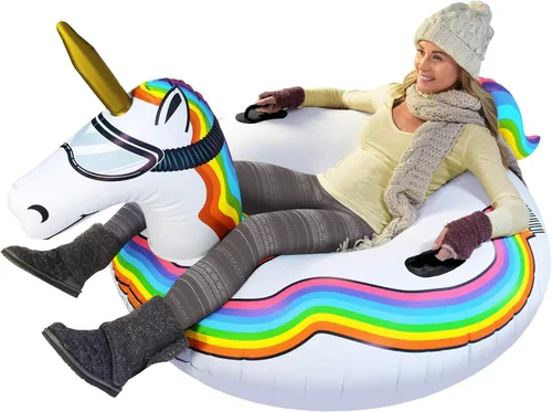 Miniatura 8 de GoFloats Winter Snow Tubes - Choose from Unicorn, Disney's Frozen, Ice Dragon, Polar Bear, Penguin, Flamingo - Inflatable Sled for Kids and Adults
