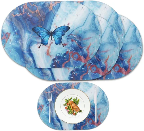 Miniatura 38 de Pumpkin Placemats Oval Placemats Set of 2 Black Cat Table Mats for Dining Tables Washable Heat Resistant Place Mats for Holiday Party Use 12X18 Inch