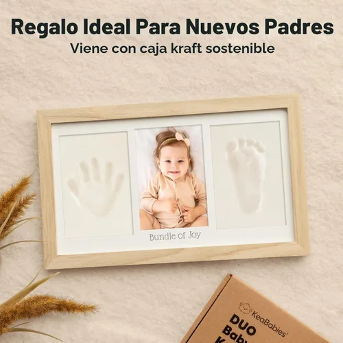 Miniatura 4 de Kit de huella de mano y pie de bebé KeaBabies - Marco de recuerdo de huella de mano de arcilla, marco de foto para guardería de recién nacido