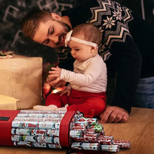 Miniatura 6 de ProPik Bolsa de almacenamiento de papel de regalo, organizador de papel de regalo de Navidad, almacena hasta 24 rollos de 40 pulgadas, poliéster Rojo