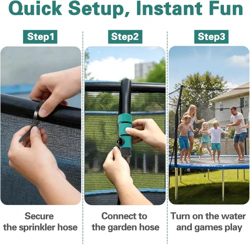 Miniatura 3 de Bobor Aspersores para cama elástica para niños, parque acuático al aire libre, diversión de verano, juguetes de agua. (39 pies)