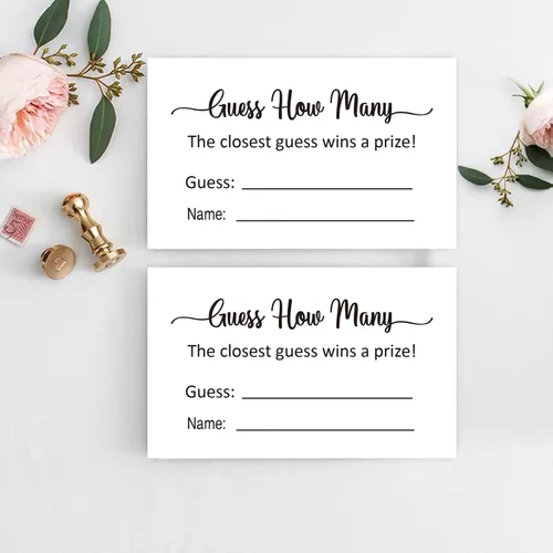 Miniatura 6 de KONKAVA Adivina cuántas cartas de juego, (50 tarjetas), tarjetas de juego para baby shower (minimalista) 3.5 x 2 pulgadas