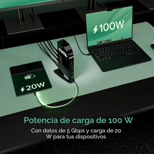 Miniatura 4 de Plugable Estación de acoplamiento para monitor triple USB-C: Base para laptop 13 en 1 con carga de 100 W para Mac