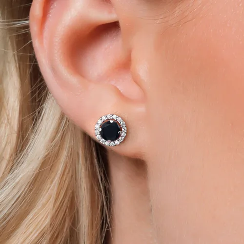 Miniatura 3 de Gem Stone King Aretes redondos de plata de ley 925 de 0.236 in con piedra natal extraíble para mujer