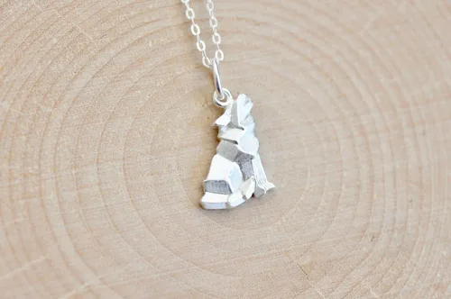 Miniatura 4 de Collar de lobo de origami con cadena de plata de ley de 16