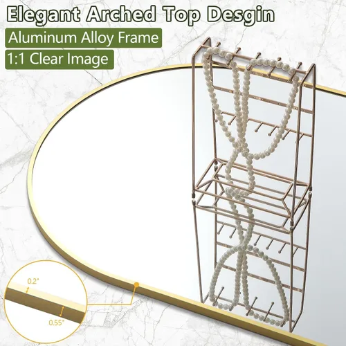 Miniatura 2 de Prywot Espejo arqueado de cuerpo completo, 70"x26" Espejo de pie independiente, Espejos modernos de cuerpo completo con soporte, Espejos de pared
