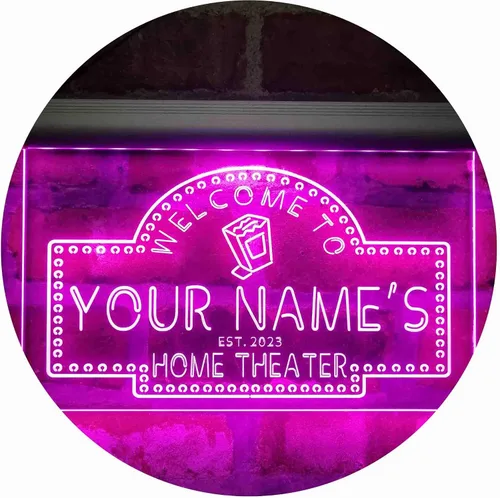Miniatura 19 de ADVPRO Letrero de neón LED de doble color con tema de cine en casa, diseño personalizado de este año, azul y rojo, 16 x 12 pulgadas