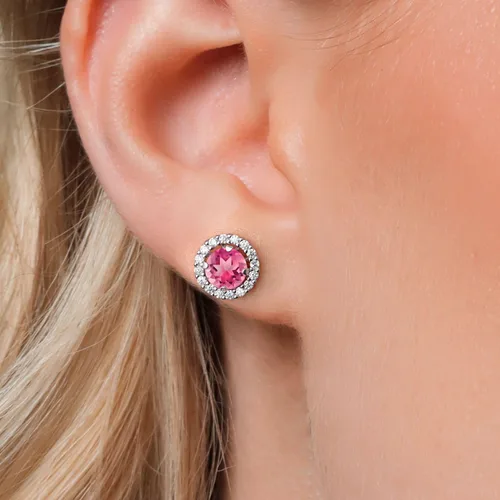 Miniatura 39 de Gem Stone King Aretes redondos de plata de ley 925 de 0.236 in con piedra natal extraíble para mujer