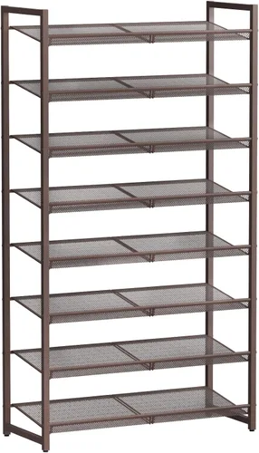 Miniatura 18 de Zapatero de metal para armario, entrada, organizador de zapatos de 4 niveles, estantes planos o angulares ajustables, capacidad para hasta 20 pares