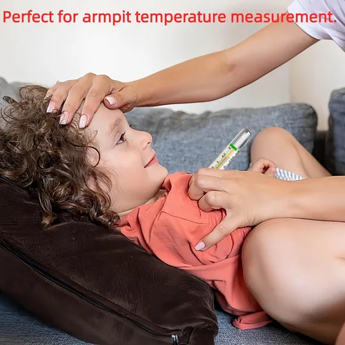 Miniatura 4 de Termómetro sin mercurio ℃ y ℉ para axila, 2 piezas, prueba clínica de temperatura de vidrio para fiebre, termómetro clásico no digital para adultos
