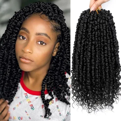Miniatura 28 de 9 paquetes de cabello pretrenzado Passion Twist de 10 pulgadas, cabello de ganchillo Passion Twist con ombre marrón, trenzas de ganchillo bohemio