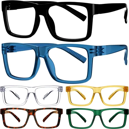 Miniatura 15 de Eyekepper Paquete de 5 gafas de lectura de gran tamaño con marco cuadrado grande para hombres y mujeres - Negro +2.50 Paquete de 5 todo negro