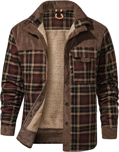 Mr.Stream Camisa Chaqueta de Franela a Cuadros Casual para Exteriores de Manga Larga Vintage con Botones para Hombre