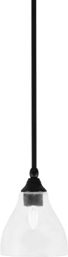 Miniatura 232 de Toltec Lighting Tallo Colgado Mini colgante, acabado de cobre negro, 3.5" cuadrado humo burbuja vidrio