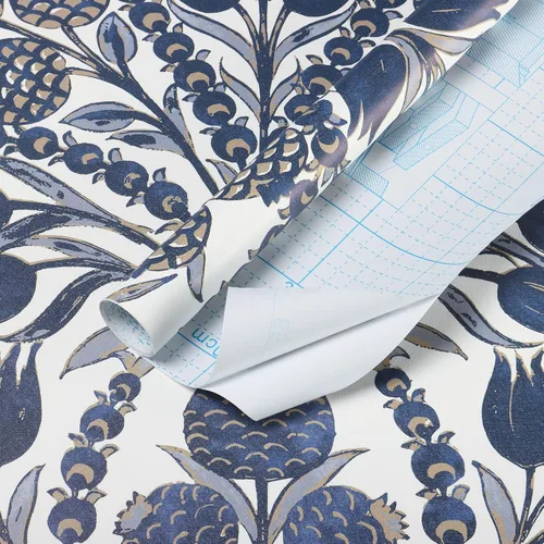 Miniatura 7 de CiCiwind Papel tapiz de despegar y pegar, color azul y blanco, papel de pared floral, bohemio, autoadhesivo, apto para inquilinos, papel de contacto