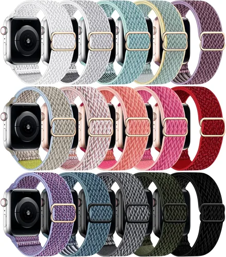 Miniatura 10 de Correa elástica de nailon compatible con Apple Watch de 38 mm, 40 mm, 41 mm, 42 mm, 44 mm, 45 mm, 46 mm, para mujeres y hombres, correa deportiva