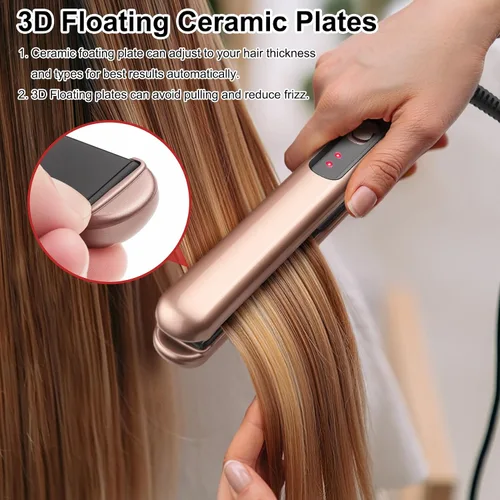 Miniatura 2 de JAETON Plancha plana pequeña de 0.7 pulgadas, mini alisador y rizador de pelo 2 en 1,30 segundos, rizador de viaje de doble voltaje, para cabello
