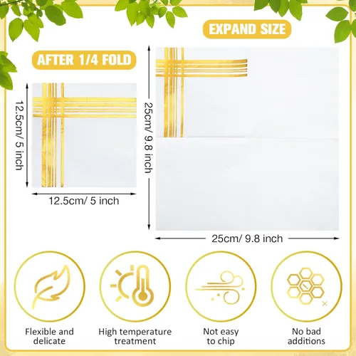 Miniatura 2 de Mimorou 200 servilletas de cóctel doradas y blancas de 5 x 5 pulgadas, desechables para fiestas, servilletas elegantes a granel de 3 capas