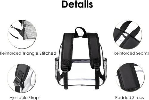 Miniatura 4 de Keepcross Mochila transparente aprobada para estadios de 12 x 6 x 12 pulgadas, mini bolsa transparente para eventos en estadios, eventos deportivos