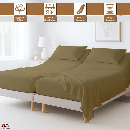 Miniatura 26 de ARlinen Juego de sábanas divididas tamaño Queen, 5 piezas, 100% algodón egipcio para camas ajustables, bolsillo profundo de hasta 16 pulgadas, juego