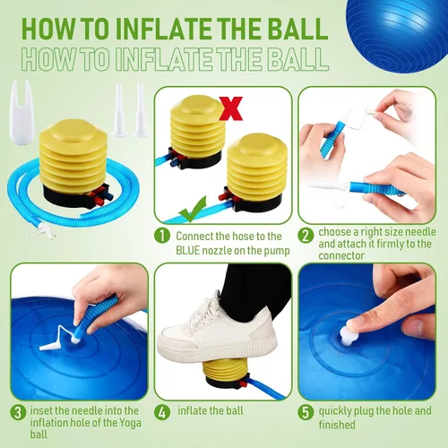 Miniatura 4 de Leyndo 8 pelotas de ejercicio de yoga a granel de 26 pulgadas con equipo inflable, pelota de pilates con bomba rápida antiestallido para embarazo