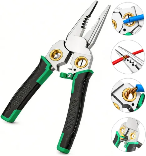 Pelacables 8 en 1, Pelacables Multifuncional Crimpador Cortador de Cables Alicates, Cortadores de Alambre Profesionales Crimpador de Cables