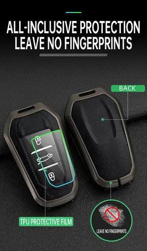 Miniatura 5 de ontto Carcasa de metal para llave de automóvil para Peugeot 508/2008/3008/5008, 5008, funda para llave de control remoto inteligente para Citroen C3