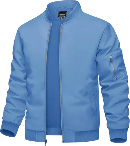 Miniatura 37 de TACVASEN Chaqueta bomber para hombre, ligera, casual, primavera, otoño, cortavientos, con cremallera y bolsillo
