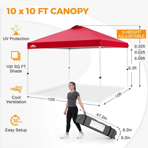 Miniatura 355 de EAGLE PEAK Tienda de campaña desplegable con bolsa de transporte con ruedas, 8 estacas, 4 cuerdas, 4 bolsas de peso, toldo de tienda de campaña