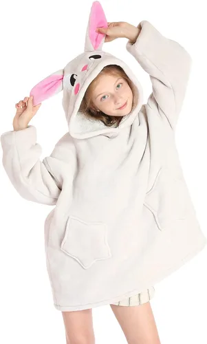 Miniatura 18 de Manta con Capucha Vestible para Niños de 4-12 Años, Manta con Capucha de Animales de Tamaño Grande, Súper Suave, Cómoda, Cálida, Franela de Rainbow