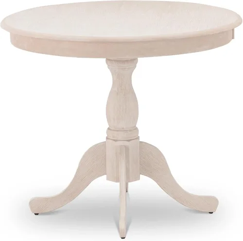 Miniatura 4 de East West Furniture AMT-ABC-TP - Mesa de cocina moderna y antigua, mesa de comedor redonda con base de pedestal, 36 x 36 pulgadas, crema