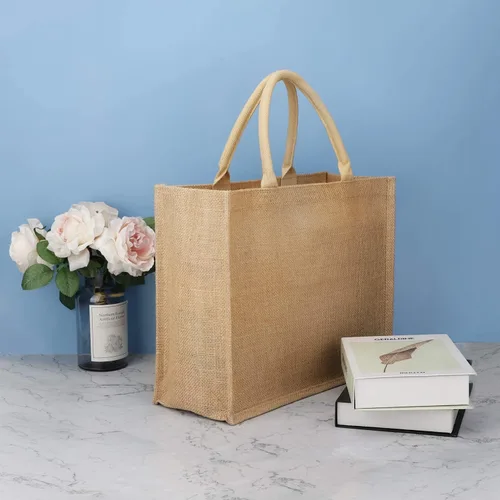 Miniatura 3 de Segarty Bolsas de mano, paquete de 3 bolsas grandes de yute de arpillera reutilizables de lona para regalos con asas, bolsa en blanco a granel