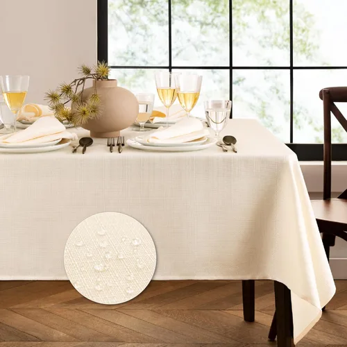 Miniatura 10 de Elrene Home Fashions - Mantel de textura sólida de laurel, resistente al agua y a las manchas, 52 x 70 pulgadas, rectangular, color gris 2-Gris