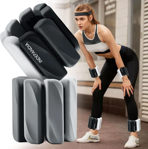 Pesas de muñeca y tobillo para mujeres y hombres, pares de 2 libras/4 libras, brazaletes ajustables de silicona con peso para entrenamientos de