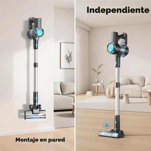 Miniatura 9 de Aspiradora sin cable, potente aspiradora ligera de palo con soporte autónomo, anti-enredos, aspiradora recargable 8 en 1 para el hogar, pisos de Azul