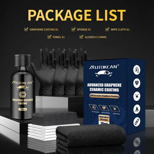 Miniatura 7 de Recubrimiento de cerámica de grafeno (70ml), kit avanzado de recubrimiento cerámico 20H para autos, nano recubrimiento de grafeno de alto brillo