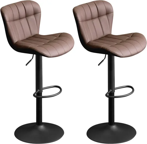 Miniatura 10 de Furniliving - Juego de 4 taburetes modernos de bar, taburetes de bar de piel sintética para isla de cocina, taburetes de bar giratorios tapizados