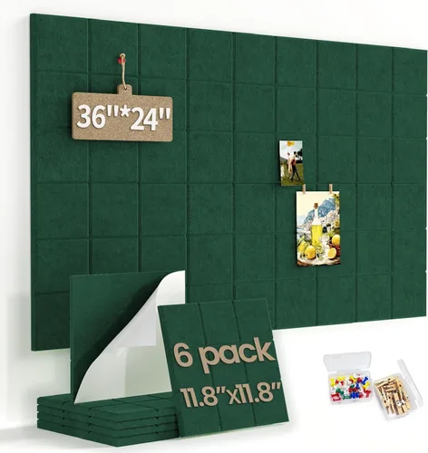 Miniatura 22 de Pizarra de corcho grande para paredes con 30 pasadores, 11.8 x 11.8 pulgadas, paquete de 6 tablones de anuncios para oficina en casa, cocina, tablón