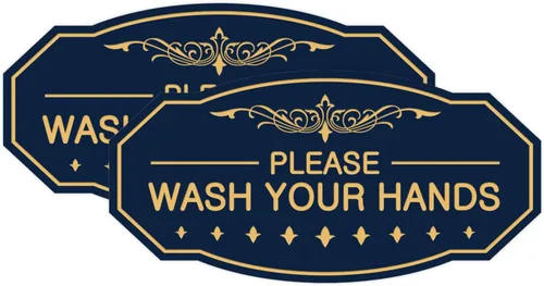 Miniatura 43 de Signs ByLITA Letrero de Victorian Please Wash Your Hands (plata cepillada) - Grande Brushed Silver