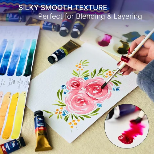 Miniatura 3 de Juego de pintura de acuarela de 12 colores, tubos de 0.5 fl oz, acuarelas de alto pigmento, mezcla suave y transparencia, apto para viajes,