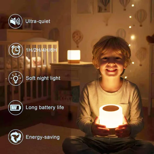 Miniatura 3 de Lámpara de Noche para Bebés y Guardería: Luz con Regulación de Intensidad Táctil para Lactancia y Niños - LED de Cuidado de Ojos, Luz Cálida Blanca