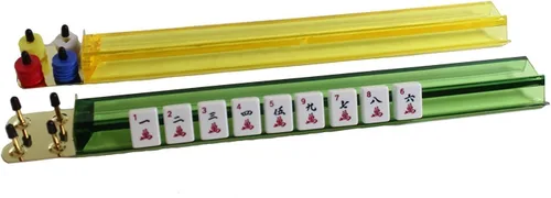 Miniatura 7 de Set Mahjong completo con 4 empujadores y bolso de borgoña de KT Mahjong, 166 bloques