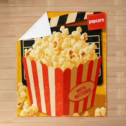 Miniatura 3 de Feelyou Manta de felpa para cine, manta de franela con patrón de palomitas de maíz para niños, niñas, adolescentes, póster de cine para todas