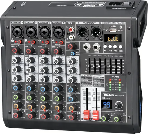 Miniatura 10 de Mezclador de audio, TKLBLS profesional de 16 canales, mesa de mezclas para DJ con DSP de 99 bits, consola de mezclas de sonido de 7 bandas de EQ