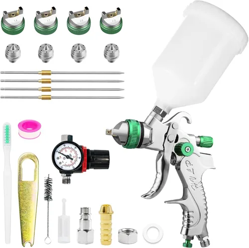 Miniatura 10 de HVLP - Kit de pistola de pulverización con boquillas de 1.4/1.7/0.079 in y presión de aire, pistola de pintura automotriz de alimentación por