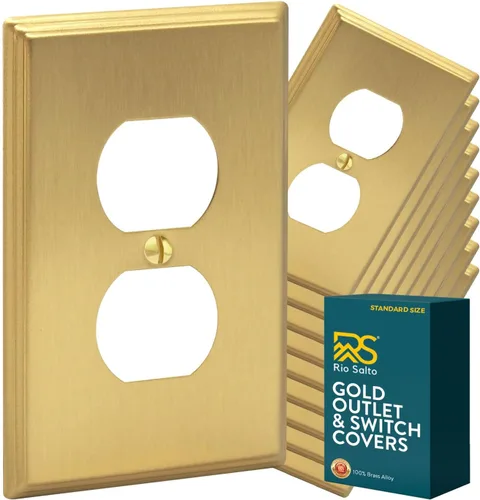 Miniatura 17 de Rio Salto BRASS - Placa de pared moderna de metal dorado para interruptor de luz o cubierta de enchufe, placa de pared para receptáculo individual